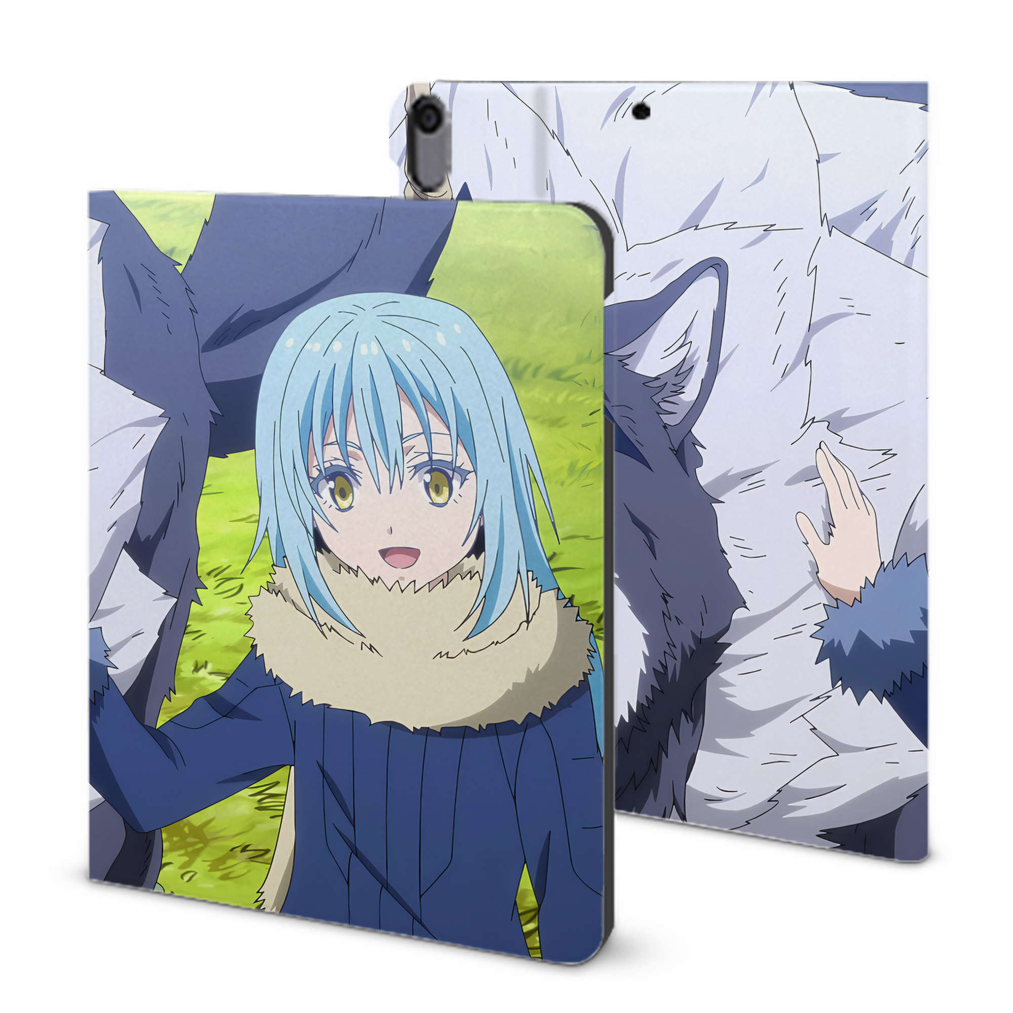 （画像用） 転スラ Regarding Reincarnated to Slime IPad ケース ブック型 PUレザー TPU 耐衝撃 軽量 薄型 ペン収納なし 全面保護 IPad 各モデル対応